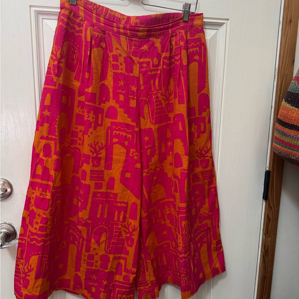 Gorman Vibrant Pink and Orange print slouchy culotte pants